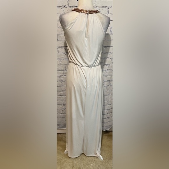 Purple Snow White Maxi Dress With Gold Rhinestone Halter Neck Small - Picture 4 of 7